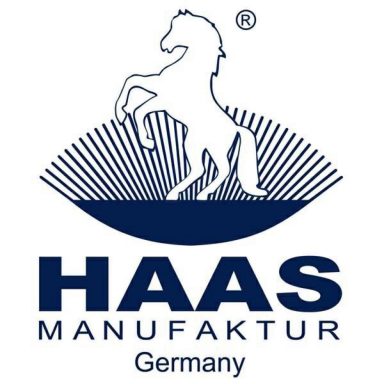 Haas Logo der HAAS Manufaktur mit einem aufrecht stehenden Pferd und dem Schriftzug "Germany".