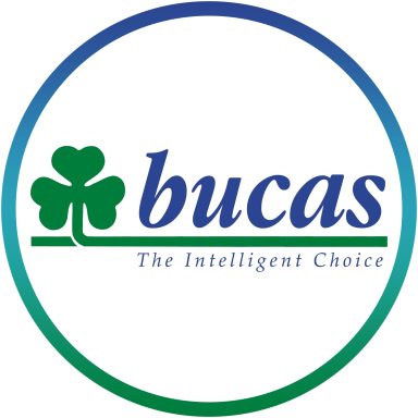 Logo von Bucas mit einem vierblättrigen Kleeblatt und dem Slogan "The Intelligent Choice".
